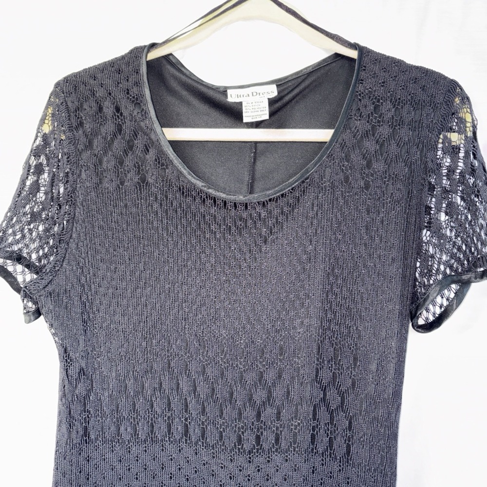 Ultra Dress New York Vintage 90s Black Lace Shift Dress Womens 14 Goth Grunge - Picture 6 of 13